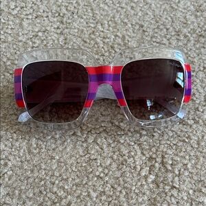 Lilly Pulitzer Sunrise Clear/Striped Square Sunglasses